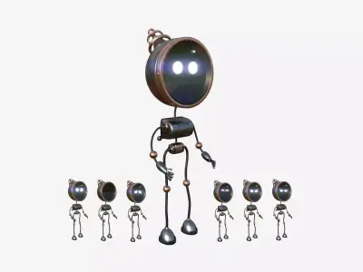 Cute Robot D10 Metal - SciFi Character Design Low-poly 3D model