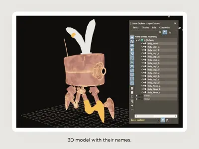 Crawler Robot Rigged Low-poly 3D model