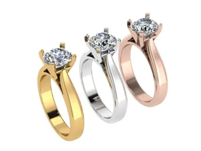 Ring066 solitaire engagement ring gold 3D print model