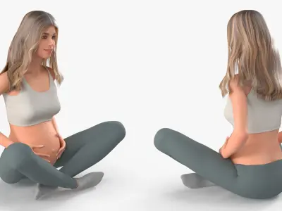  Young Pregnant Woman Rigged for Maya 