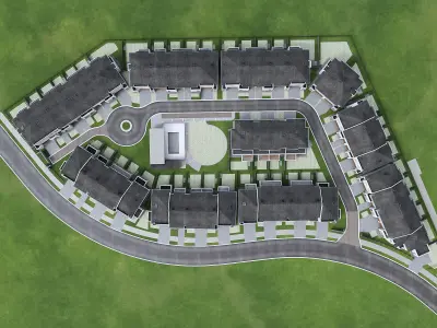 Neighborhood Houses 02 Low-poly 3D model