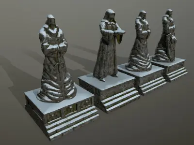 statue set of person 3D Model Pack