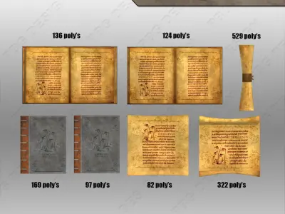 Magic Books Low-poly 3D model