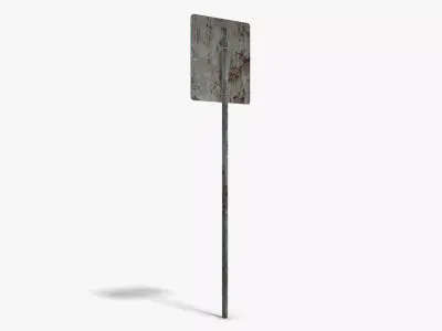 Damaged Bus Stop Sign Low-poly 3D model