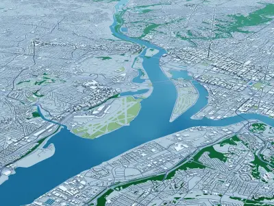 Washington with Terrain 3D model
