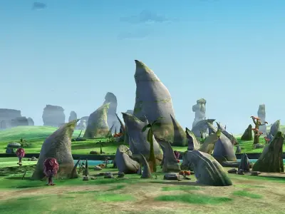 Cartoon Stone Forest Scene 3D model