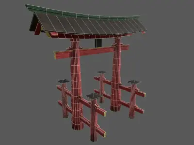 Torii Japanese Gate Low-poly 3D model