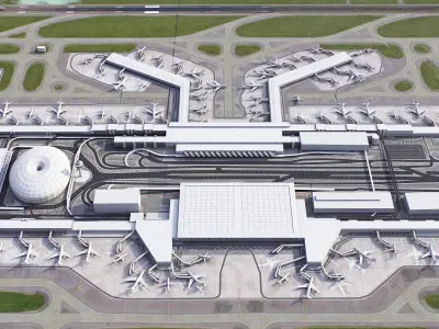 Singapore - Changi Airport - SIN Low-poly 3D model