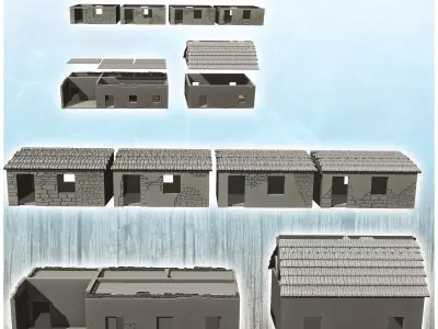 Set of western buildings of the Alamo Fort 3 - Cowboy USA Americ 3D print model