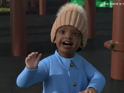  Little Black Girl Light Skin Autumn Clothes Fur Rigged 