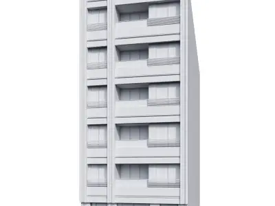 Apartment building with balconies 3D model