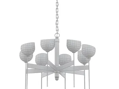 Davis 8 modern chandelier in brass with clear glass shades 3D model