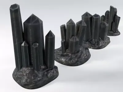 Crystal model assets for Sci-fi crystal rocks 10 low poly assets Low-poly 3D model