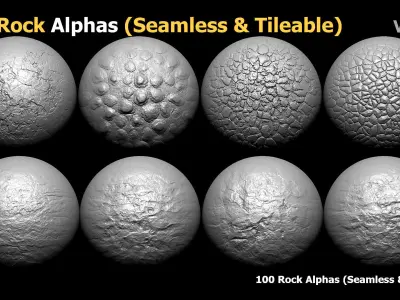 100 Rock Alphas Seamless - Tileable 3D model