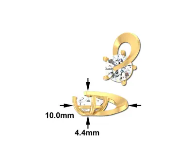 Solitaire Earring Stud Jewelry 3D print model