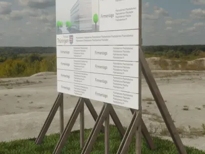 Wooden Billboard for Construction Sites Version 1 Low-poly 3D model