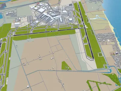 Rome Fiumicino Airport 15km Low-poly 3D model