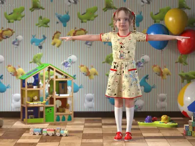 Child Girl Rigged 3D model