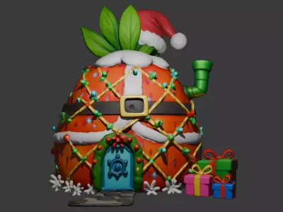 SpongeBob Christmas Pineapple House 3D Model Low-poly 3D model
