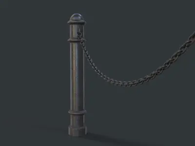 Street Bollard 02 PBR Game Ready Low-poly 3D model