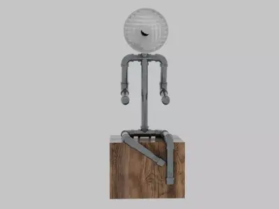 Seated Man Pipe Fitting Lamp Low-poly 3D model