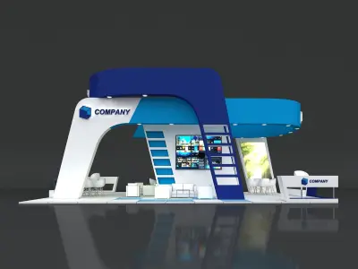 Exhibition Stand Stall 11x7m Height 500 cm 4 Side Open 3D model