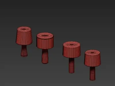 Table four marble lamps on shelf 3D model