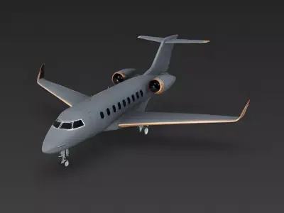 Luxury Matte Black Private Jet 3D Model Low-poly 3D model