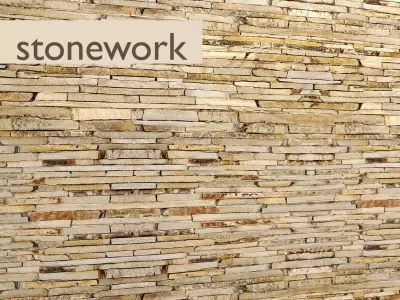 Stone wall slate 10 3D model