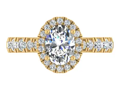 Elegant Oval-Cut Halo Engagement Ring  3D print model