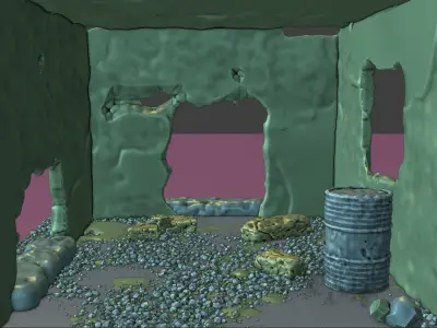 An Abandoned and Ruined Room Free 3D model