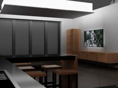 Modern house exterior and interior 3D model