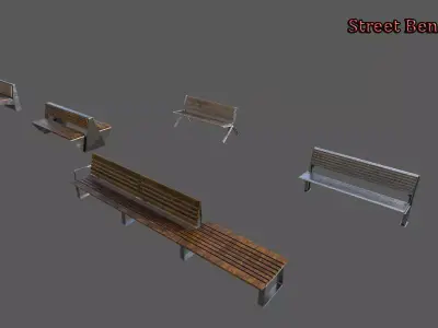 Street Bench set 3d model 3D model