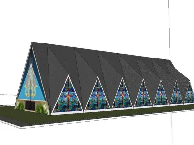 Architecture-Religion-God-Culture-Temple-0126 church with sta... 3D model