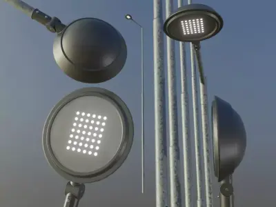 Street Light 4 Galvanized F1 M1 K0 10000mm Low-poly 3D model