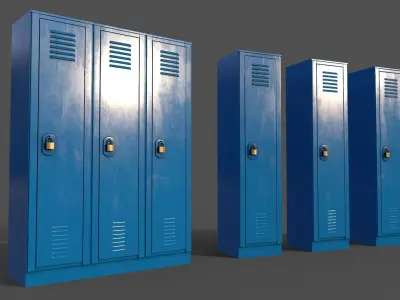PBR School Gym Locker 01 - Blue Light Low-poly 3D model
