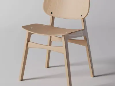 Round wooden chair Low-poly 3D model