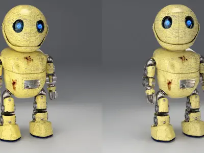 Friendly little robot rigged 3D model