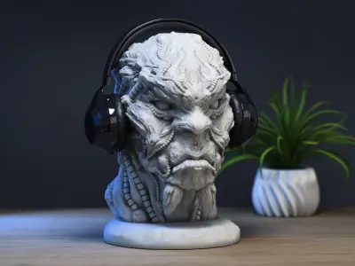 Demon creature Headphone Stand Cyborg Headset Stand 3D print model purchase