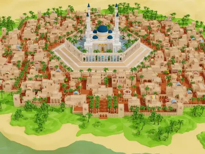 Arabic style set Low-poly 3D model