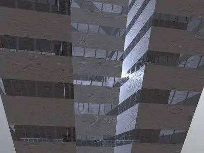 Dystopian Block Building Low-poly 3D model