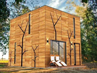 modern-contemporary micro house on 22 m2  Low-poly 3D model