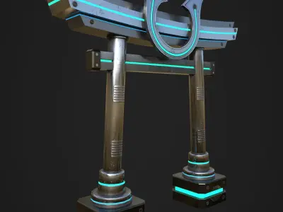 Japanese Tori gate Sci-Fi Low-poly 3D model