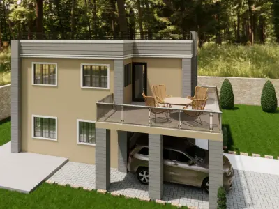 2 story modern house 3D model