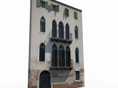 Apartment Building Facade 177 Low Poly Low-poly 3D model