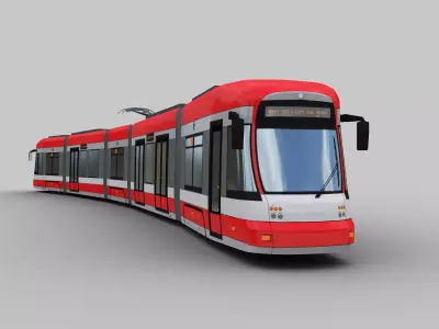 Bombardier Flexity tram Krefeld Low-poly 3D model