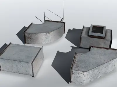 Venvilation Set metal structure with pipe in middle Low-poly 3D model