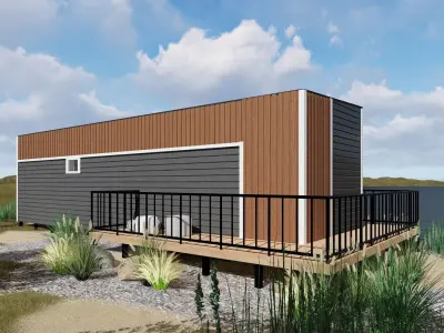 3D model of a modular house with 2 bedrooms 3D model