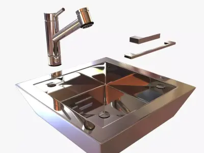 kwc Single-lever mixer and door handle and cabinet pull  3D model