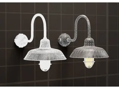 Old Rusty Industrial Gooseneck Wall Lamp Low-poly 3D model